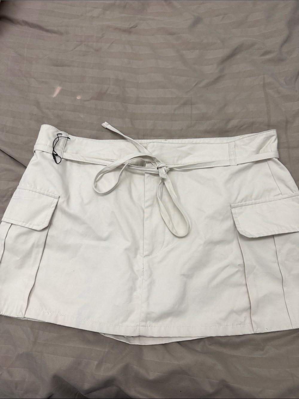 Zara Cream Cargo Tie-Waist Skort